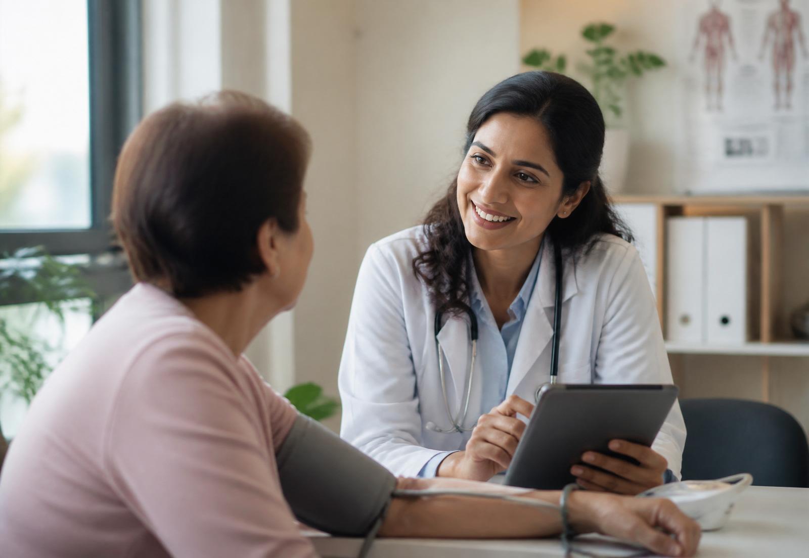 Doctor with patient during a preventive health check-up